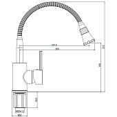  Смеситель для кухни с гибким изливом KF519B 