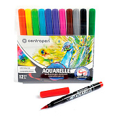 Маркеры-кисти акварельные 12цв CENTROPEN Aquarelle, линия письма 1-9 мм, 8683/12ET Маркеры-кисти акварельные 12цв CENTROPEN Aquarelle, линия письма 1-9 мм, 8683/12ET