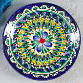 Тарелка Риштанская Керамика Цветы синяя 15 см 2741385 Тарелка Риштанская Керамика Цветы синяя 15 см 2741385