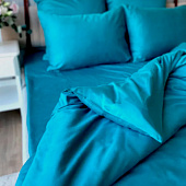  Простыня на резинке 180х200 сатин темно-бирюзовый 