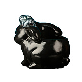 Кашпо "Зайчиха с зайчонком" черный с серебром, 10см 10792046 Кашпо "Зайчиха с зайчонком" черный с серебром, 10см 10792046