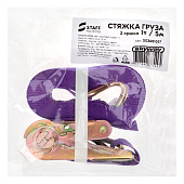 Стяжка крепления груза 1,0т 5,0м SKYWAY STAFF 25мм фиолетовый храповый механизм с крюками полиэстер 1шт Стяжка крепления груза 1,0т 5,0м SKYWAY STAFF 25мм фиолетовый храповый механизм с крюками полиэстер 1шт