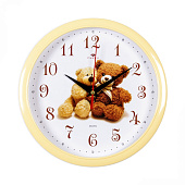  Часы Рубин Мишки, d 22 см, 2222-105, светло-желтый 