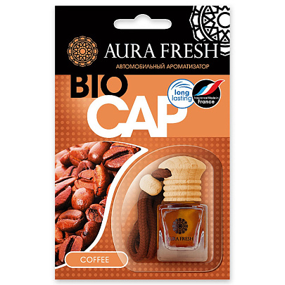 Ароматизатор подвесной бутыл. AURA FRESH BIO CAP 6мл Coffee Ароматизатор подвесной бутыл. AURA FRESH BIO CAP 6мл Coffee