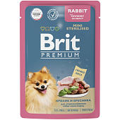  Корм влажный Брит Premium для собак мини пород, для стерилизованных, 85 г, кролик и брусника 