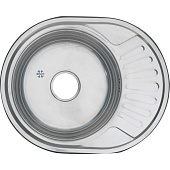  Мойка врезная 57x45см 0,6мм с сифоном овальная ЛЕВАЯ MLN 5745L-P Melana 