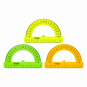  Транспортир 12см 180" НЕОН Cristal проз. 4цв. (20/100) /ТР310/ 