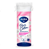 Ватные диски Aura 80шт с эффектом прошитого края