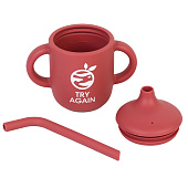 Поильник с трубочкой силиконовый «Try again», 200 мл., вишневый 10101222 Поильник с трубочкой силиконовый «Try again», 200 мл., вишневый 10101222