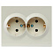  Розетка двойная встраиваемая с заземлением, цвет крем, Lezard MIRA 