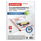 Папки-файлы Brauberg Economy, перфорированные, А4, 100 шт., 229659