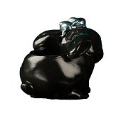 Кашпо "Зайчиха с зайчонком" черный с серебром, 10см 10792046 Кашпо "Зайчиха с зайчонком" черный с серебром, 10см 10792046