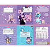 Тетрадь 12л Девочки аниме, клетка, скругленные углы, 12Т5В1 Тетрадь 12л Девочки аниме, клетка, скругленные углы, 12Т5В1