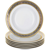  Тарелка глубокая 22 см Thun Opal, декор "Широкий кант платина, золото" БТФ0469 