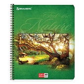 Тетрадь 48л. А5, Brauberg, гребень, клетка, обложка картон, Природа, 401874 Тетрадь 48л. А5, Brauberg, гребень, клетка, обложка картон, Природа, 401874