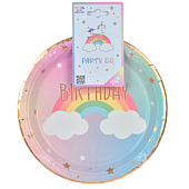 Набор бумажных тарелок 8 шт. "Happy rainbow day" (180 мм) Набор бумажных тарелок 8 шт. "Happy rainbow day" (180 мм)