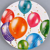  Набор посуды С Днём Рождения шары, 6 тарелок , 1 гирлянда , 6 стаканов, 6 колпак, 9799784 