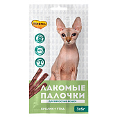 Лакомство для кошек РР Мнямс палочки с уткой и кроликом 13,5 см 3х5г