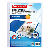 Папки-файлы перфорированные А4 BRAUBERG матовые Extra 600, 100 шт, 60 мкм, 229664 Папки-файлы перфорированные А4 BRAUBERG матовые Extra 600, 100 шт, 60 мкм, 229664