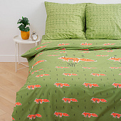 Комплект постельного белья 1,5 спальный "Традиция" ПОПЛИН, 100%-хлопок (Лисы хаки ВБ) 
