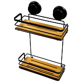  Полка настенная 2-ярусная с присосками бамбук 13074 