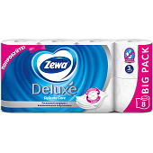  Туалетная бумага Зева  3-сл Делюкс Белая б/аромата 8шт 