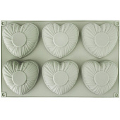 Форма силиконовая для выпечки 6 ячеек "Сердце" 28,5х18,5х3см (силикон) 9904467-1 Форма силиконовая для выпечки 6 ячеек "Сердце" 28,5х18,5х3см (силикон) 9904467-1