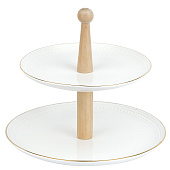  Блюдо 2-х ярусное "Prime" с золотой окантовкой, фарфор, 380052 