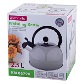 Чайник из нержавеющей стали со свистком 2,5л, 0679GR Чайник из нержавеющей стали со свистком 2,5л, 0679GR