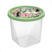 Контейнер круглый 0,6л с декором зеленый 222132818/08 Контейнер круглый 0,6л с декором зеленый 222132818/08