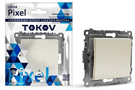 Выключатель встраиваемый проходной 1 клавиша, цвет бежевый, TOKOV Pixel Выключатель встраиваемый проходной 1 клавиша, цвет бежевый, TOKOV Pixel