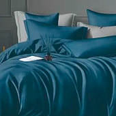 Простыня на резинке 140х200 сатин темный деним Простыня на резинке 140х200 сатин темный деним