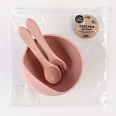 Тарелка детска и столовые приборы M&B,пыльная роза, 9037726 Тарелка детска и столовые приборы M&B,пыльная роза, 9037726