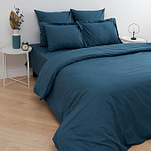  Простыня на резинке 160х200 Цвет Эмоций поплин, 100% хлопок (Голубая сталь) 