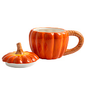  Кружка Bright pumpkin 450 мл, с крышкой, оранжево-зеленая, Тыква ANLAF-FDWS-031224-5 