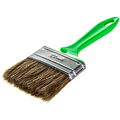 Кисть плоская Работы по дереву 70х12мм, смешанная щетина, зеленая пластиковая ручка, АКОР Кисть плоская Работы по дереву 70х12мм, смешанная щетина, зеленая пластиковая ручка, АКОР