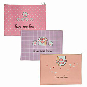  Папка для тетрадей ПИФАГОР А4, 1 отделение, ПВХ,  на молнии, ассорти Pawesome, 32x23 см,  273829 