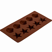 Форма силиконовая "Звёздочки и ракушки" 21х10,5х2 см, 10 ячеек, цвет в ассортименте MARMITON 16002 Форма силиконовая "Звёздочки и ракушки" 21х10,5х2 см, 10 ячеек, цвет в ассортименте MARMITON 16002