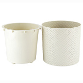  Кашпо "Этна" D380мм 24,0л со вставкой Белый ротанг  М3185 