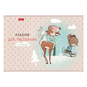 Альбом для рисования А4 12л скрепка Олененок серия 12А4В