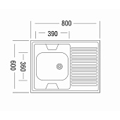 Мойка накладная 80х60см 0,4мм матовая ПРАВАЯ V-401 РМС Мойка накладная 80х60см 0,4мм матовая ПРАВАЯ V-401 РМС