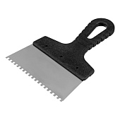 Шпатель зубчатый 150мм, зуб 4х4мм, пластмассовая ручка, нержавеющая сталь Шпатель зубчатый 150мм, зуб 4х4мм, пластмассовая ручка, нержавеющая сталь