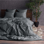  Комплект постельного белья Sateen De Luxe Евро сатин Мокрый асфальт 