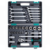 Набор инструментов, 31 предм., 1/2", CrV, пластиковый кейс, Stels 14102 Набор инструментов, 31 предм., 1/2", CrV, пластиковый кейс, Stels 14102