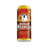  Пиво Белый медведь - Крепкое, светлое, пастеризованное 8%, алюминиевая банка 0,45л 