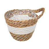 Кашпо плетеное "Танзания" с ручкой, натуральный, белый Lishan-08 XS Кашпо плетеное "Танзания" с ручкой, натуральный, белый Lishan-08 XS