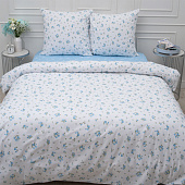Комплект постельного белья 2 спальный Традиция, поплин, мильфлёр, голубой Комплект постельного белья 2 спальный Традиция, поплин, мильфлёр, голубой