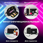 Пенал-косметичка Brauberg с ручкой, 1 откидная планка, полиэстер, 22x10х8 см, Black, 272339 Пенал-косметичка Brauberg с ручкой, 1 откидная планка, полиэстер, 22x10х8 см, Black, 272339