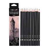  Набор карандашей чернографитных 12 штук (2шт-2В, 2шт-В, 4шт-НВ, 2шт-Н, 2шт-2Н)   10325518 