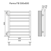  Полотенцесушитель водяной Parma 500/600 8 пер. 1"-1/2" полированный Azario 